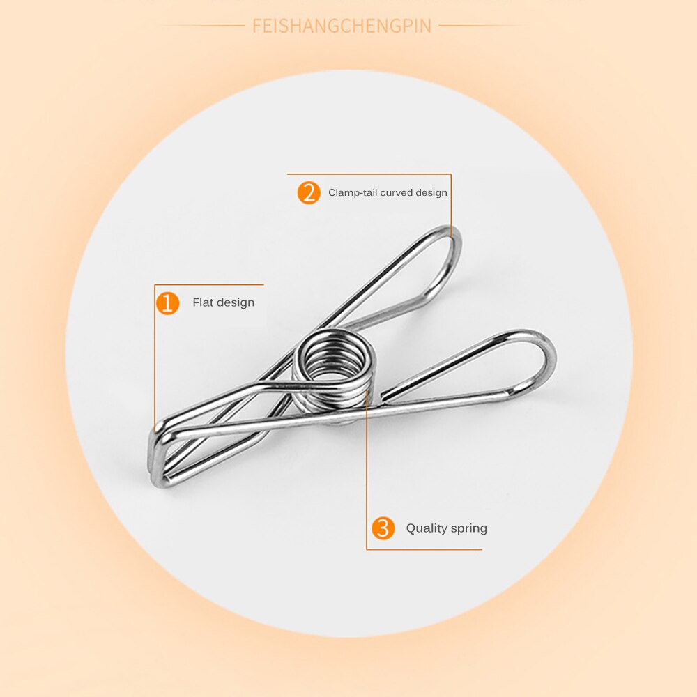 100 stuks multifunctionele roestvrijstalen clips, wasknijpers, knijpers, kledingklemmen, afsluitclips, huishoudelijke wasknijpers