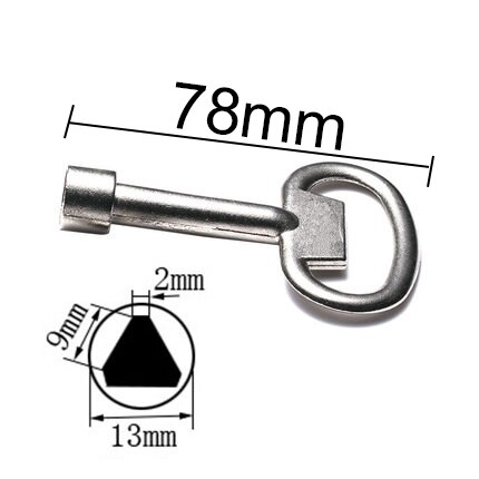 1PCS HSR/Metro Trains Triangle Key Lock Elevator Door Key Multifunction Electric Cabinet keys Universal Cross Key Trash Bin Key: Size A