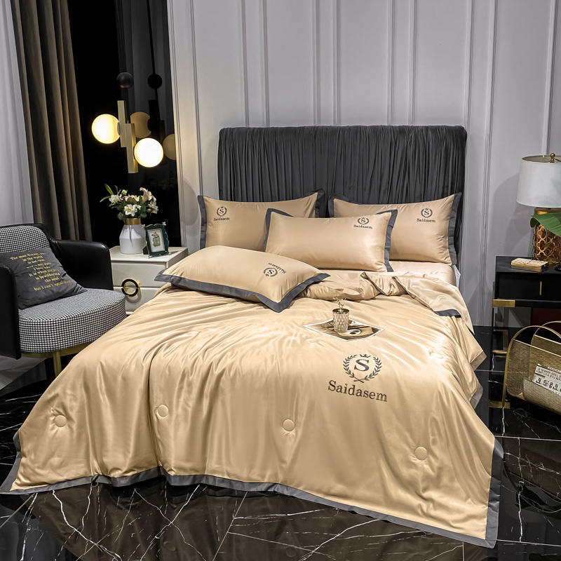 Sommer Klimaanlage Kühlen Decke freundlicher Luxus Decke Bettdecke Königin König Größe Bettwäsche Abdeckung: 200x230cm / golden