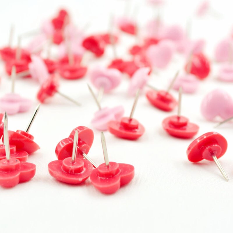 50Pcs Mini Pink Red Heart Push Pins Cute Heart-shaped Push Pin Thumbtack For School Office Supplies Kids Decorative Drawing Pins