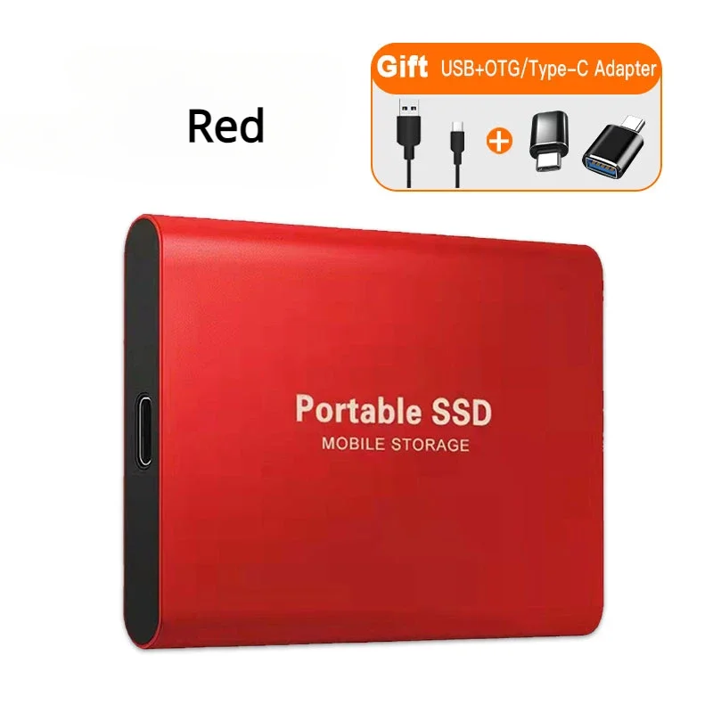 Tragbare SSD 1 TB/2 TB externe Solid-State-Laufwerk USB 3.0/Typ-C-Festplatte Hochgeschwindigkeits-Speichergerät für Laptops/Desktop/Mac/Telefon: Rot / > 12 mt