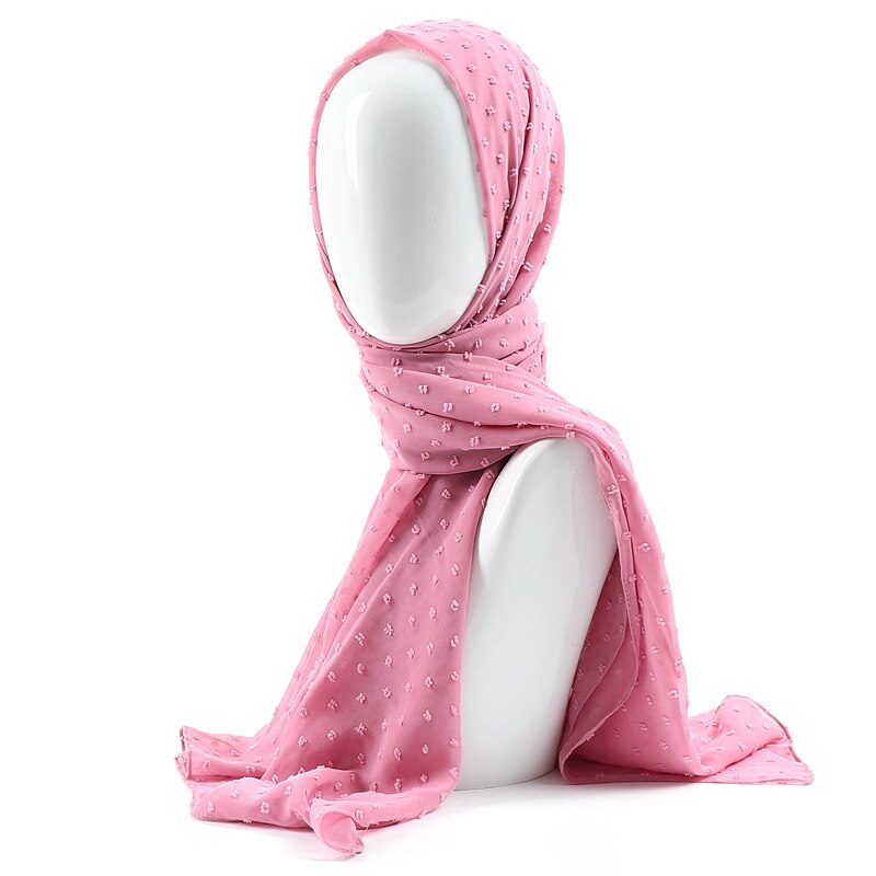 Écharpe longue châle en mousseline de soie | pom bulle, bandeau musulman, maxi points islamiques, écharpe hijab uni: 9 hot pink