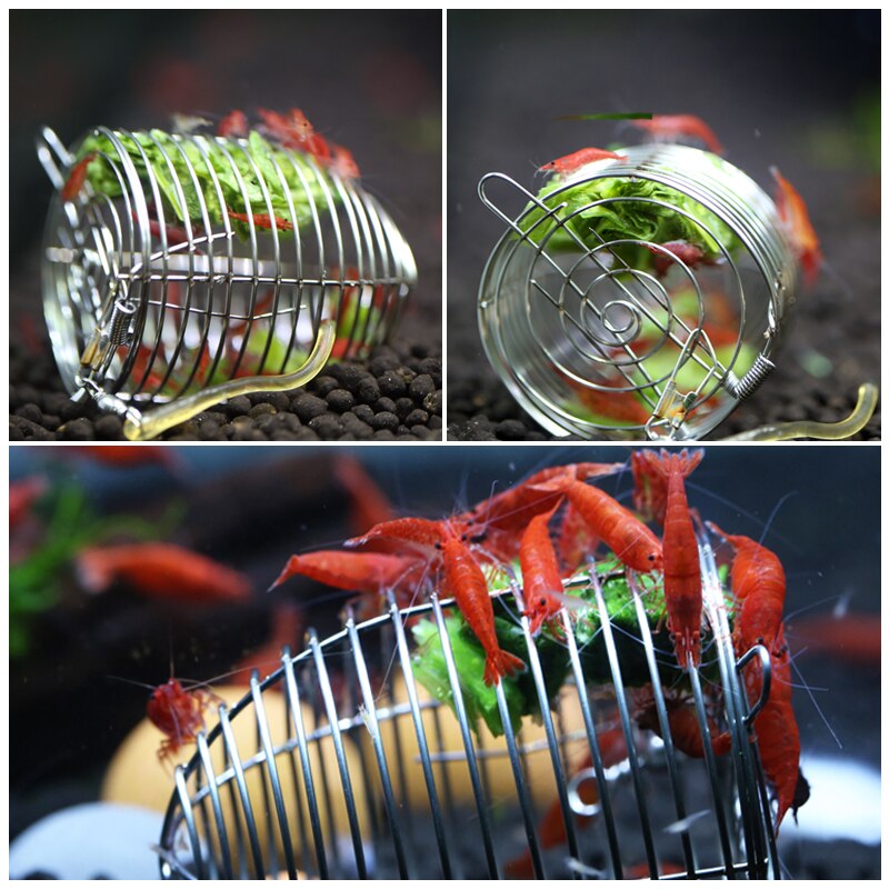 Stainless Steel Shrimp Aquarium Food Bottom Feeder Cage Dry Spinach Feeding Basket Fish Tank Shrimp Floating Feeder