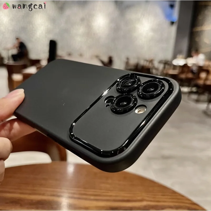 Para iphone 15 14 13 12 11 pro xs max xr x 7 8 plus caso de telefone fosco cor sólida simples negócios preto branco simples capa