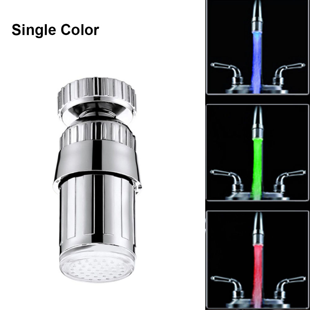 360 Degree Rotation Color Automatically RGB Shower Hydroelectric Power Temperature Sensor Light Water Tap Glow LED Faucet: Single Color