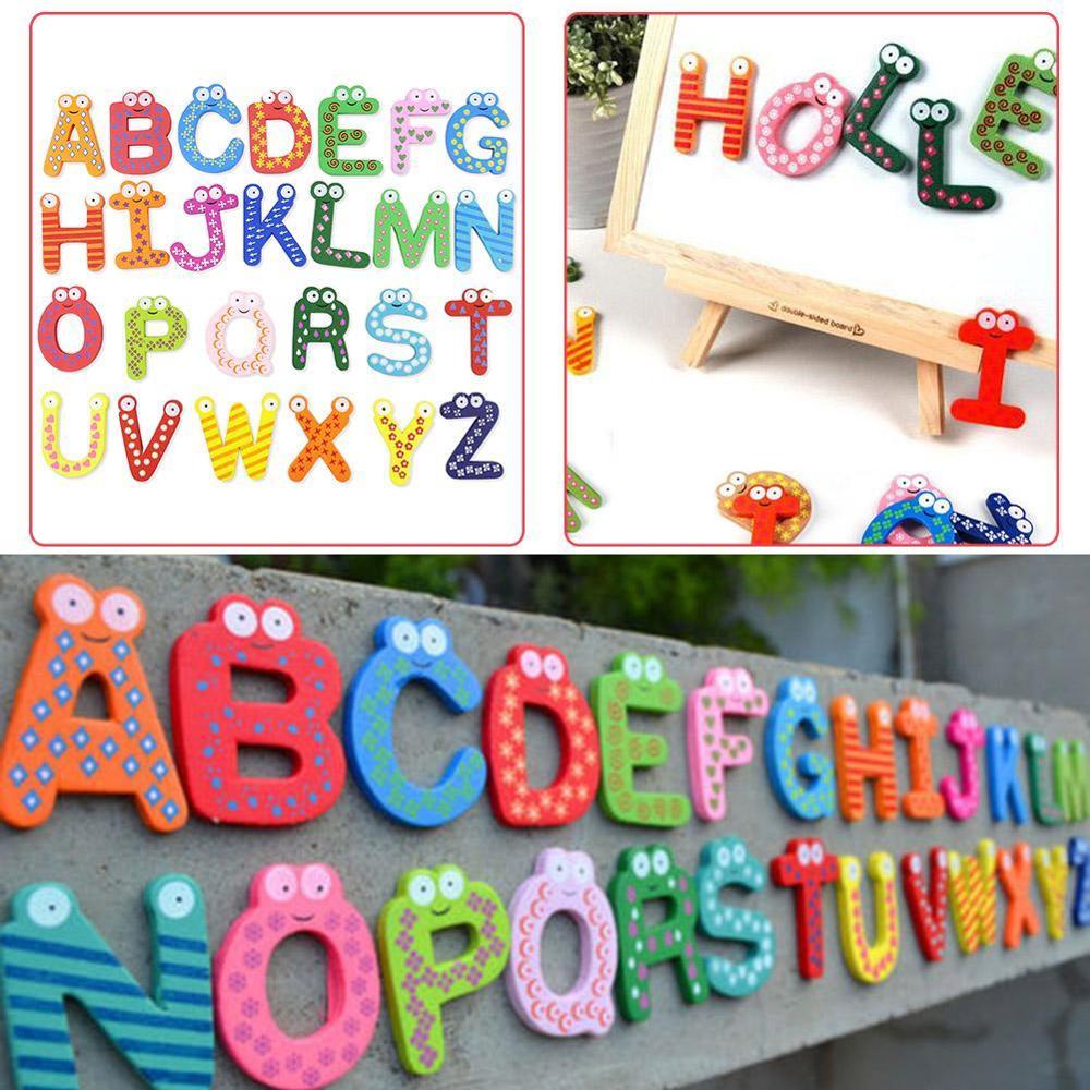 26 Alphabet Letter 10 Numbers Wooden Colorful Cartoon Magnets/Refrigerator Sticker sticker/cute Fridge Supply Magnetic Hous P4N5