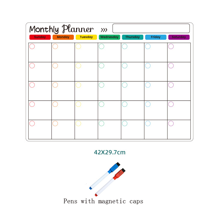 Magnetische Kalender Voor Koelkast Maandelijkse Wekelijkse Planner Whiteboard Kalendertafel Droog Wissen Koelkast Sticker Prikbord Menu: YELLOW