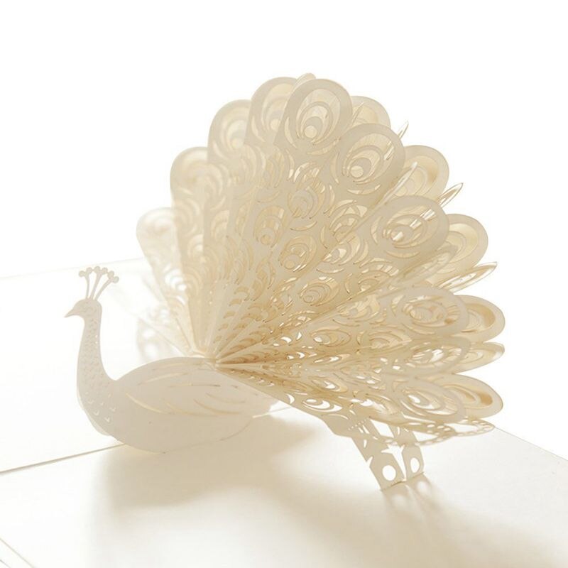 3d pauw-verjaardagskaarten voor vrouw, man, kinderen, valentijnsdagkaart, handgemaakte jubileum-trouwkaarten, gelukkig jaar, afgestudeerd: Default Title