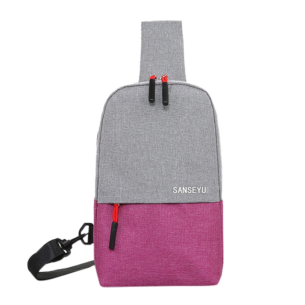 Leisure Outdoor Borst Bag Mannen En Vrouwen Mode Contrast Kleur Canvas Schoudertas Outdoor Messenger Bag Mannen Tas Сумки # Jy: Hot Pink