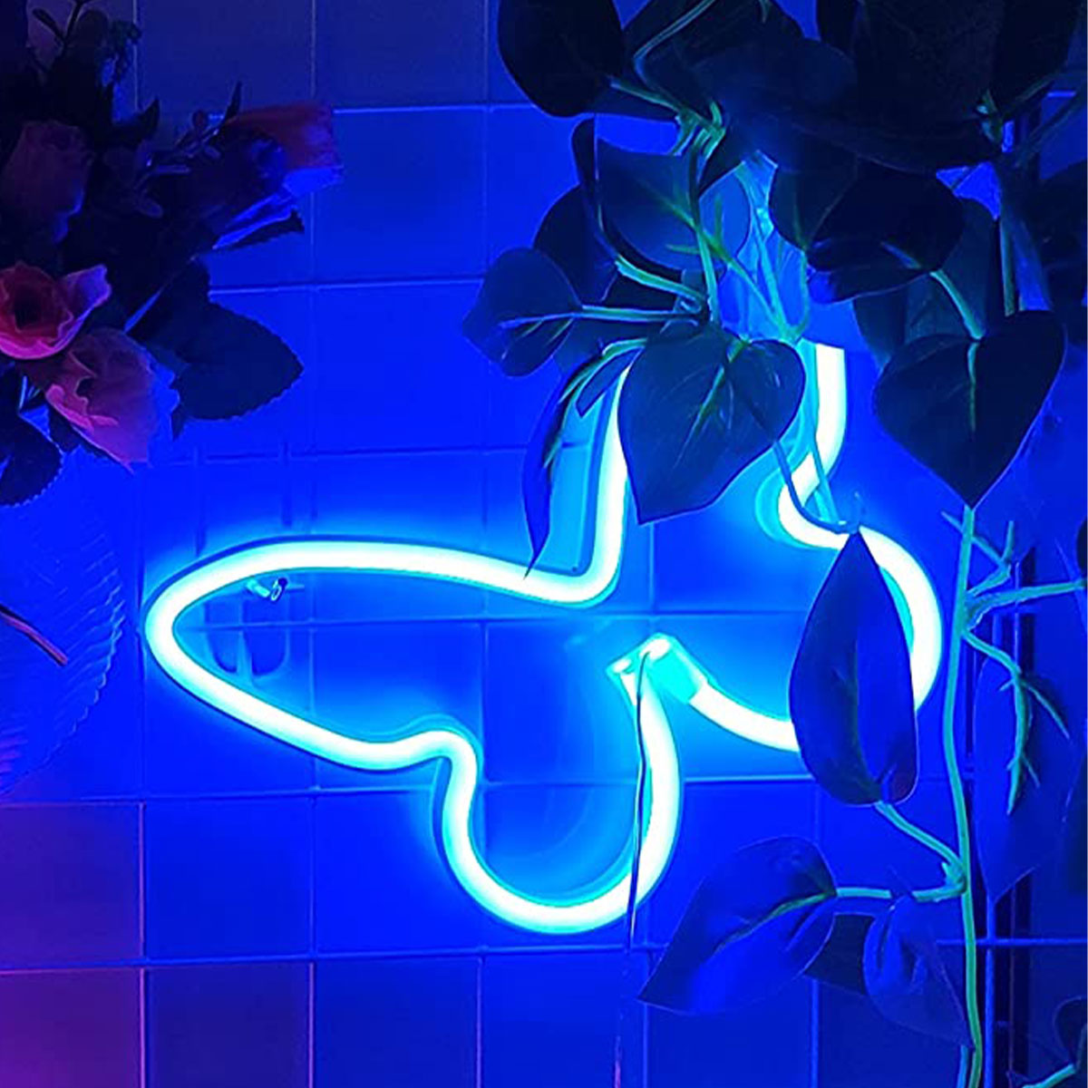 Luces LED de neón con forma de mariposa, lámpara de señal de luz nocturna alimentada por batería o USB, luz de bebé para interiores, Navidad, boda, cumpleaños