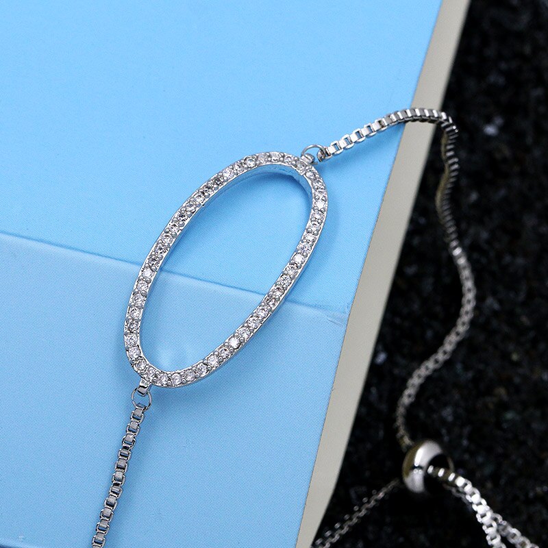 Baiduqiandu ovale vorm kubieke zirkonia kristal cz zirkonia verstelbare trouwarmband