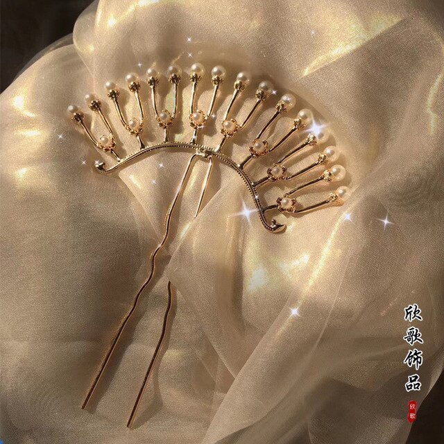Retro Haar Sticks Parel Rij Haarspeld Kimono Haaraccessoires Super Fee Kostuum Hoofdtooi Vrouwen Antieke Haarspeld Haar: 03