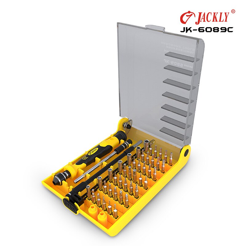 JACKLY JK-6089C-caja de destornilladores portátil , juego para teléfono móvil, portátil, Gamepad, reloj, producto electrónico, reparación DIY