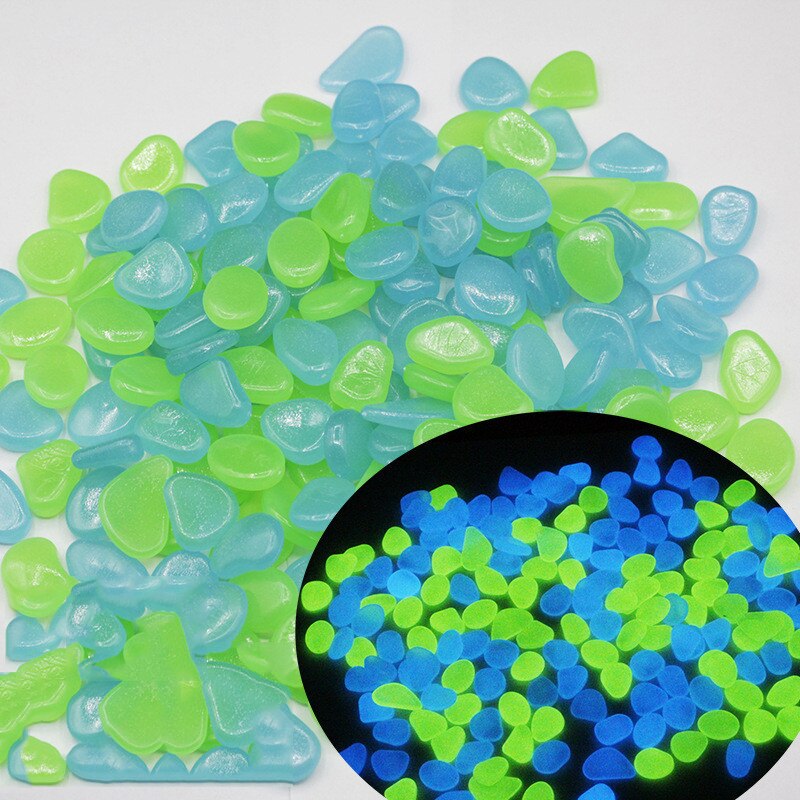 100 sztuk wystrój ogrodu świecące kamienie świecą w ciemności dekoracyjna dekoracja akwarium na zewnątrz skały akwarium Mix kolorów: 100PCs blue green