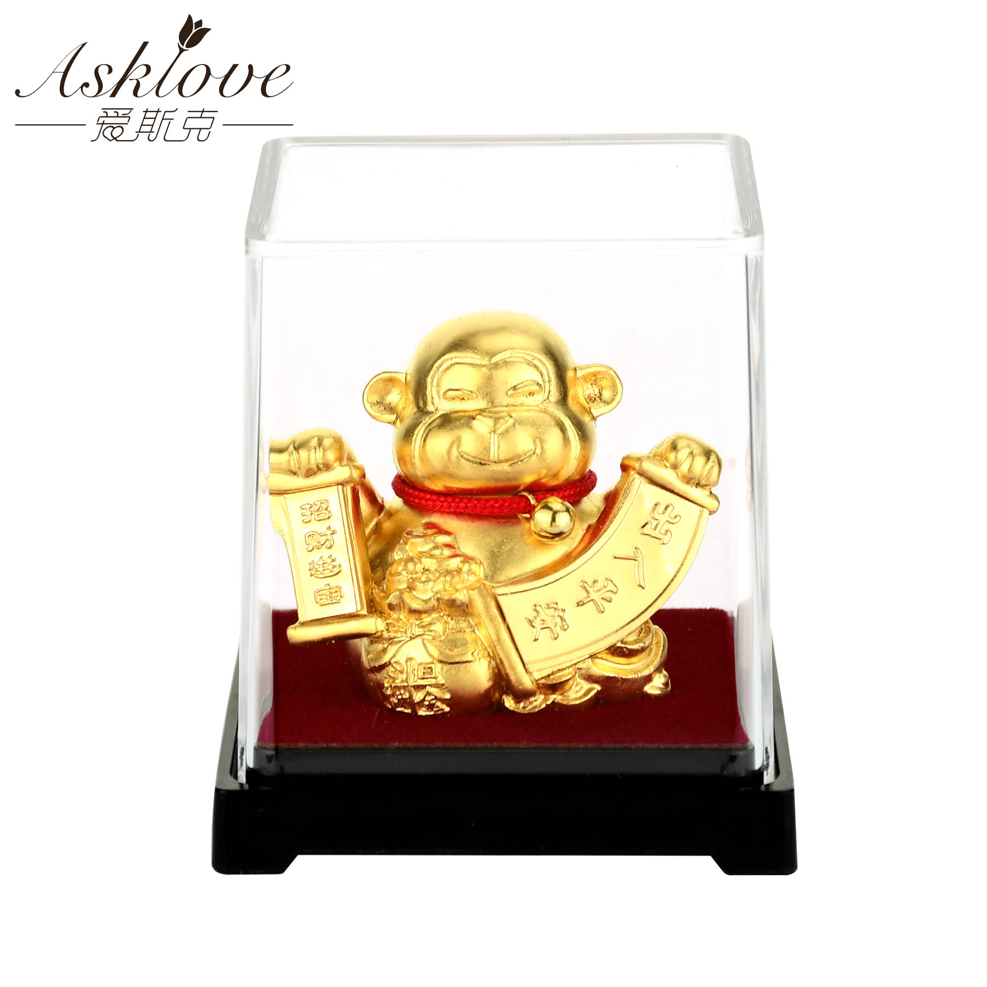Chinesische Sternzeichen Sammeln Reichtum Ornamente 24k Gold Folie Fengshui dekor Drachen/Ratte/Schwein/affe Auto Glück handwerk Heimat Sekretariat Dekor: Affe