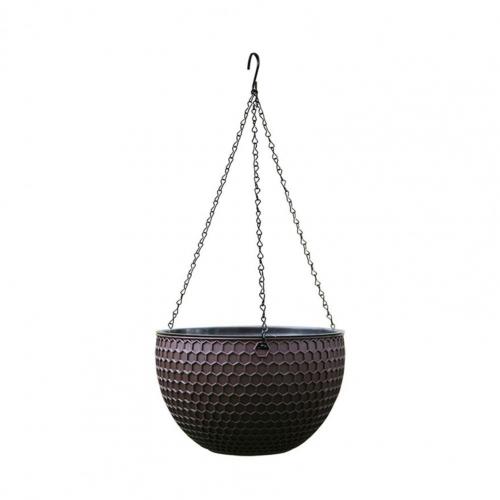 Hanging Flower Basket Imitation Honeycomb Self Water Absorption Waterproof Outdoor Resin Plant Hanger for Garden: Coffee M