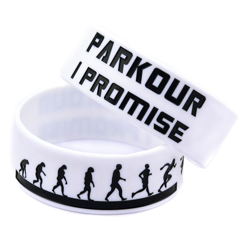 1Pc Parkour Ik Beloofd Motivatie Siliconen Polsbandje 1 Inch Breed: White