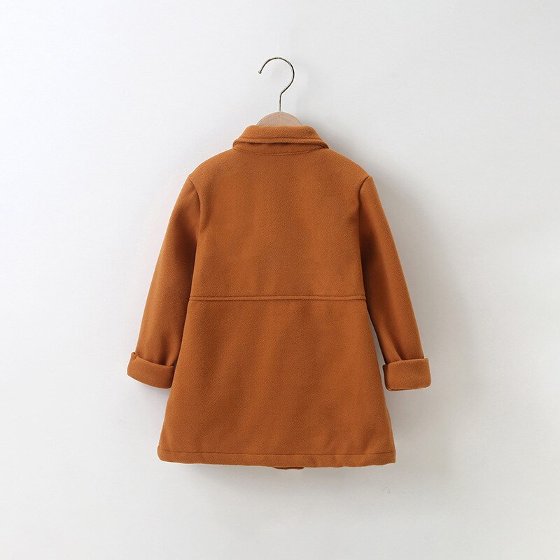 Abrigo de lana para bebé y niña, de Lana, abrigo largo medio de color sólido para tiempo libre, chaqueta cálida de otoño, ropa para niños de edad,