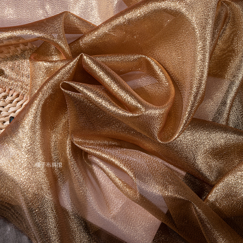 Gradiënt Organza Zijden Gordijn Gouden Bruiloft Kleuterschool Kleding Jurk Creatieve Podiumstof Achtergrondstof: Zilver