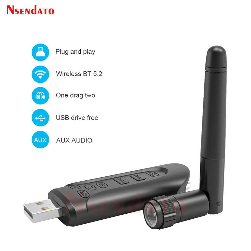 Transmisor V5.3 inalámbrico Compatible con Bluetooth, Adaptador de Audio con conector AUX de 3,5mm AptX LL, auriculares, altavoces, TV, PC y PS4: LE502