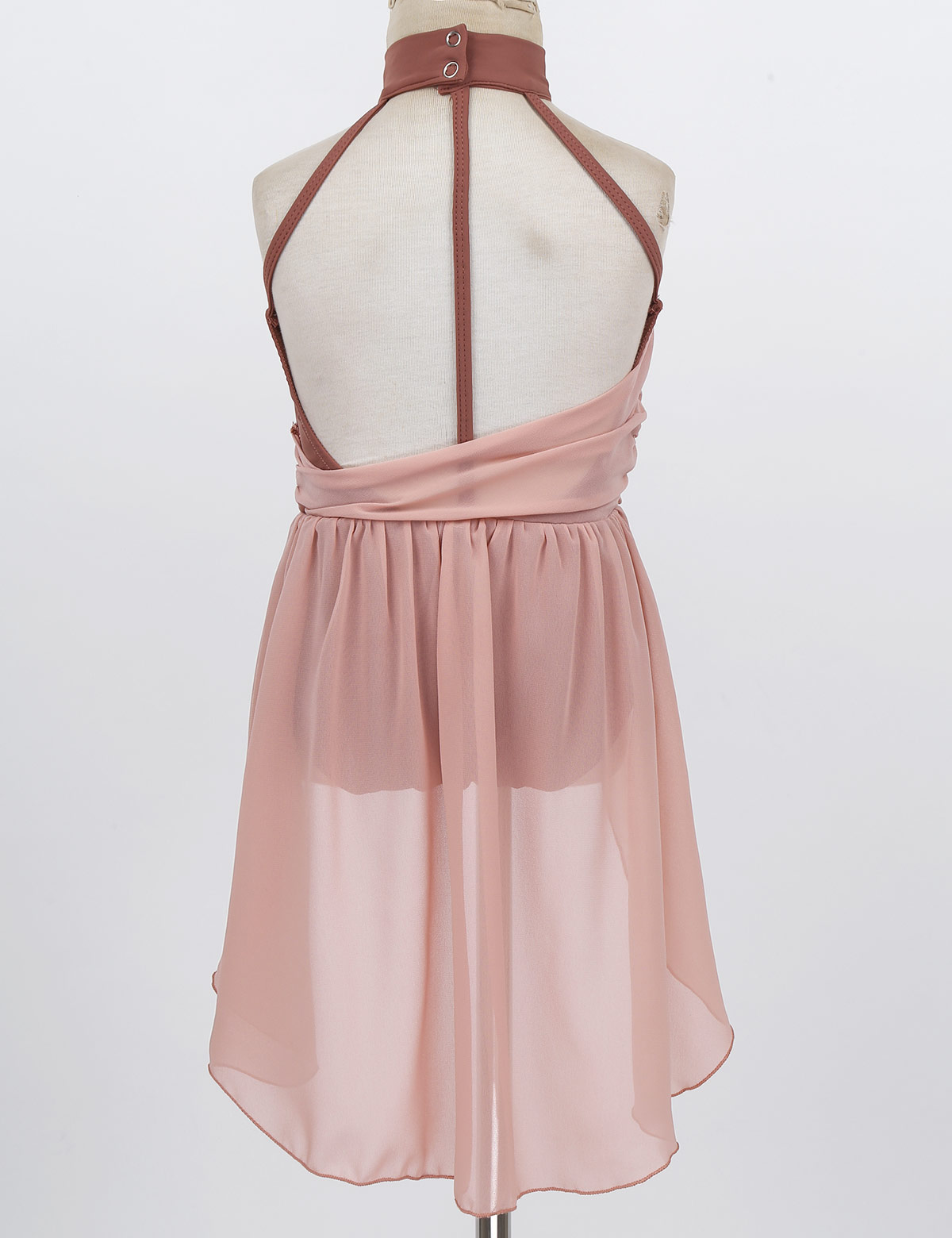 Kid Meisjes Ballet Dans Turnpakje Jurk Mouwloos Ruches Chiffon Lijfje Gekooide Rug Gymnastiek Kunstschaatsen Lyrische Dans Kostuum
