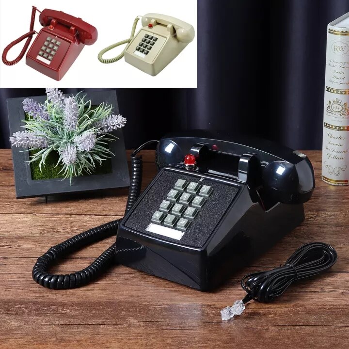 Vintage Telefoon Vaste Vaste Telefoon Met Mechanische Bel Voor Desktop Office Home Hotel Bar Decoratie Telefooncontactpersoon Rood Zwart