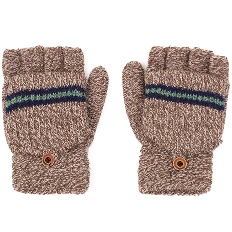 Outdoor Warme Handschoenen Kinderen Winter Half-Vinger Handschoenen Voor 4-8years Jongens En Meisjes Zachte Gebreide Dikker Baby Warm wanten: Bruin