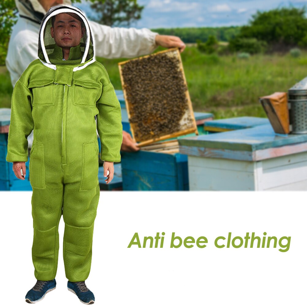 Ventilated Full Body Beekeeping Bee Keeping Suit with Leather Gloves Green Color Child Beekeeping Protective