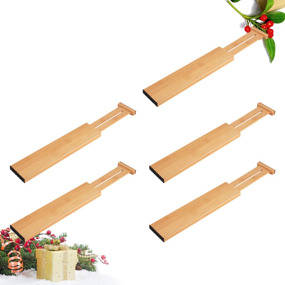 5PCS Adjustable Drawer Divider Bamboo Flexible DIY Separation Board Plate for Closet Drawer