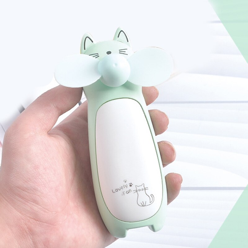 Kreative Outdoor Kleinen Ventilator Mini Cartoon Katze Fan Handheld Tragbare Lade Lüfter Led Nacht Licht Kleine Fan