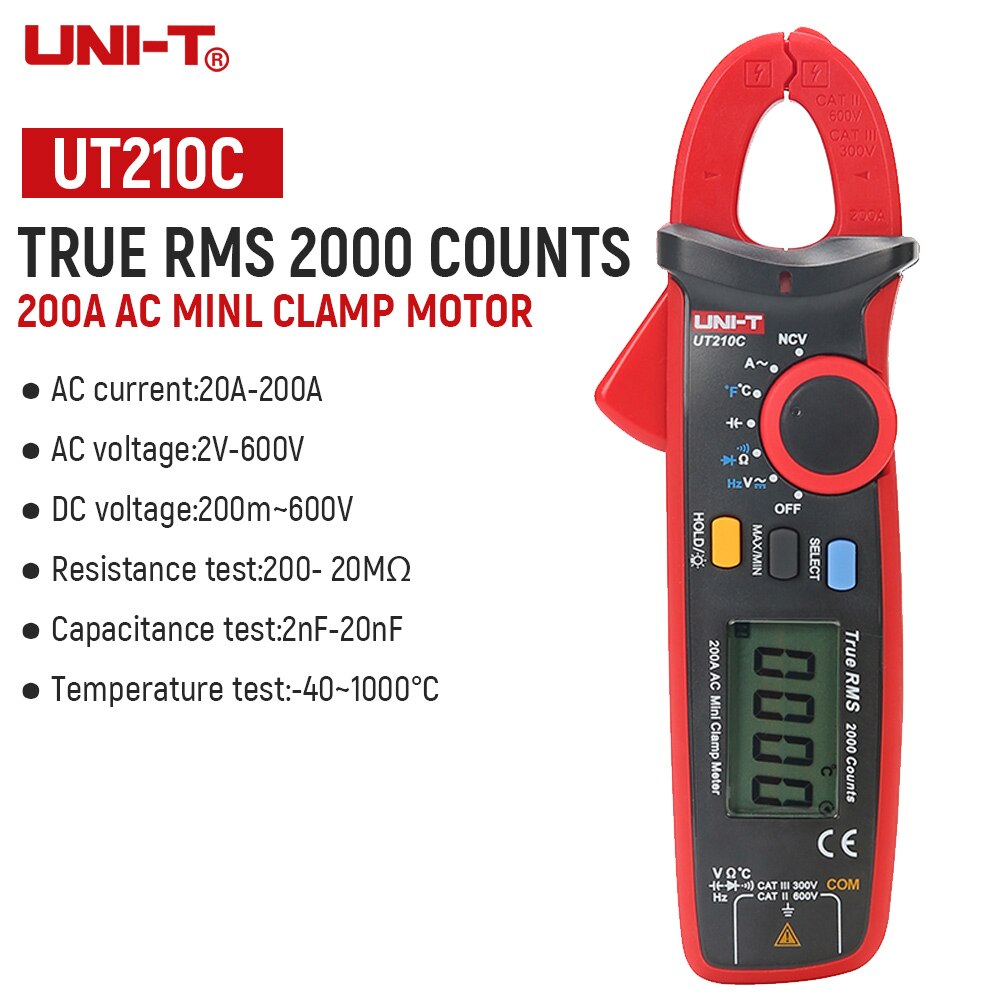 UNI-T UT210A B C D E Stroomtang Circuit Power Detectie Tester Auto Range Multimeter Dc/Ac Stroom Spanning instrumenten Bz: UT210C