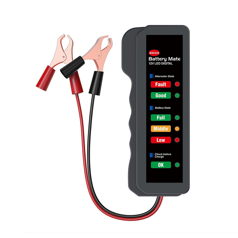 12V Car Battery Tester with 6 LED Lights Intelligent Mower Detector Diagnostic Battery Capacity Checker Diagnostic Tool