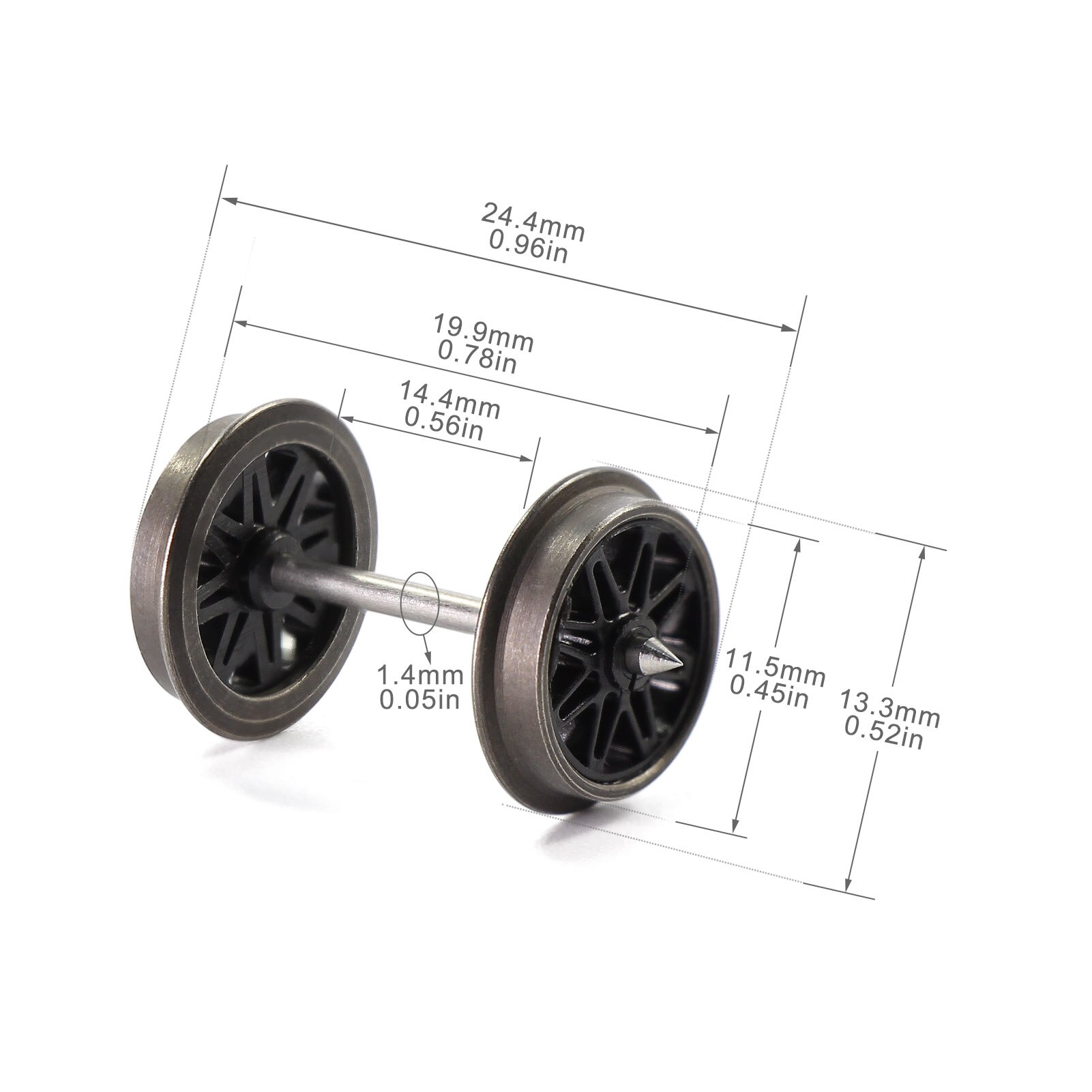 12 pièces HO échelle 1:87 36 "roues à rayons métalliques pour trains modèles accessoires ferroviaires HP26