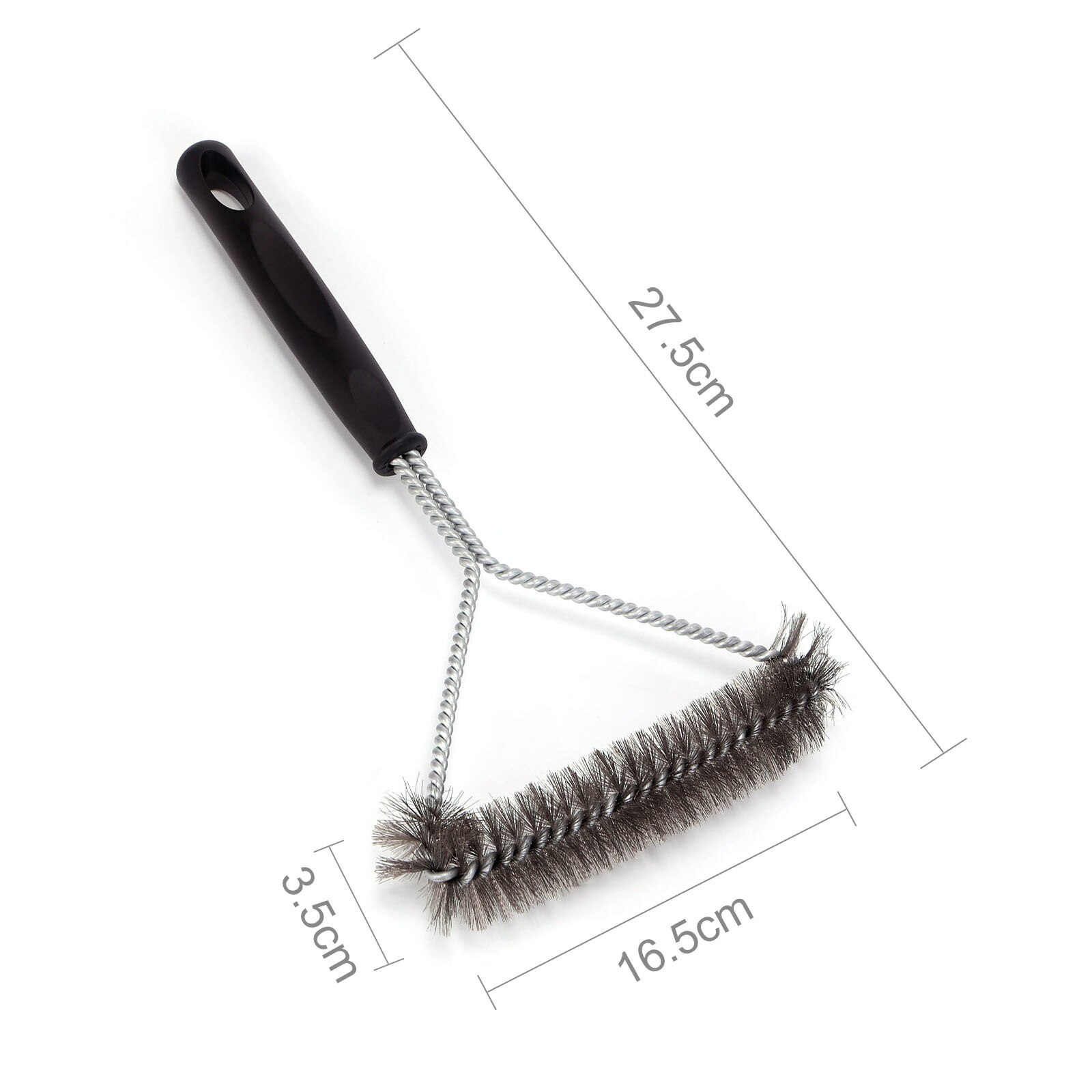 Cepillo de limpieza potente para barbacoa, cepillo de Metal para parrilla de barbacoa, negro, cerdas de alambre útiles, limpiador triangular, herramientas: 27.5cm
