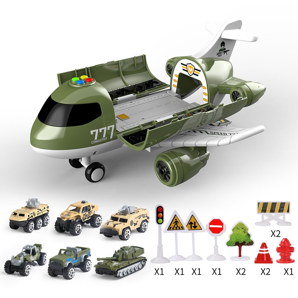 Bambini Aeromobili Giocattoli con Musica Leggera di Stoccaggio Aereo Mini Pressofuso In Lega di Veicoli di Ingegneria Antincendio Auto Set Regalo di Natale per I Ragazzi: A Military Series