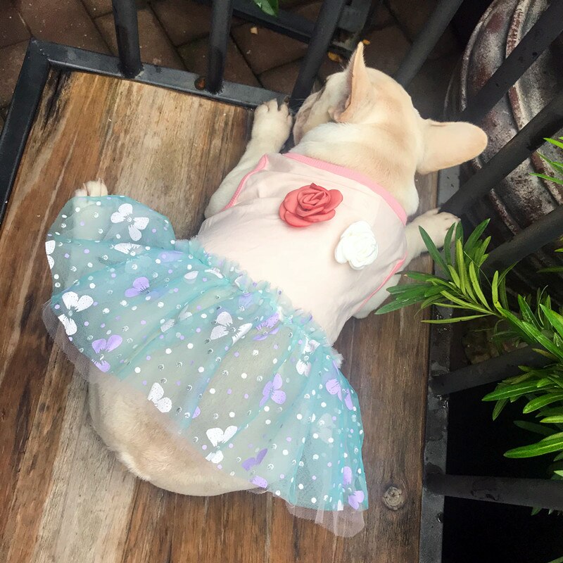 French Bulldog Clothes Summer Dog Dress Poodle Bichon Pomeranian Schnauzer Pug Clothing Princess Skirt Corgi Dog Costume Outfit