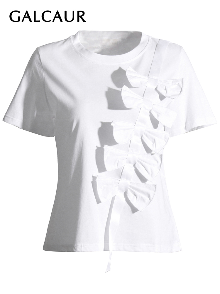 Lonya T-shirt voor dames, oversized, vintage, ronde hals, korte mouwen, jaren 80, letterprint, strik, bloemen, zon, maan, zomer, blouse, katoen, bovenstuk, retro, jaren 80, casual, los basic T-shirt