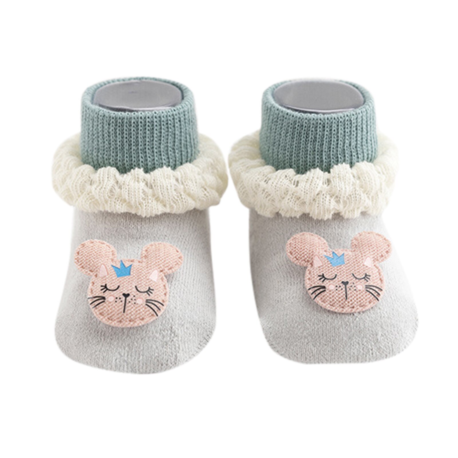Dessin animé souris imprimer enfants chaussettes infantile bébé garçons filles respirant anti-dérapant chaussettes coton doux printemps été Auttumn bébé chaussettes: Gris / M