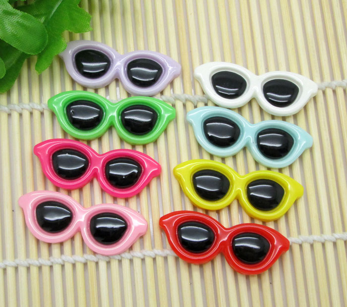 Gafas de sol variadas para manualidades, decoración de resina, cuentas Kawaii, cabujones planos para álbum de recortes, accesorios, botones, 30 Uds.