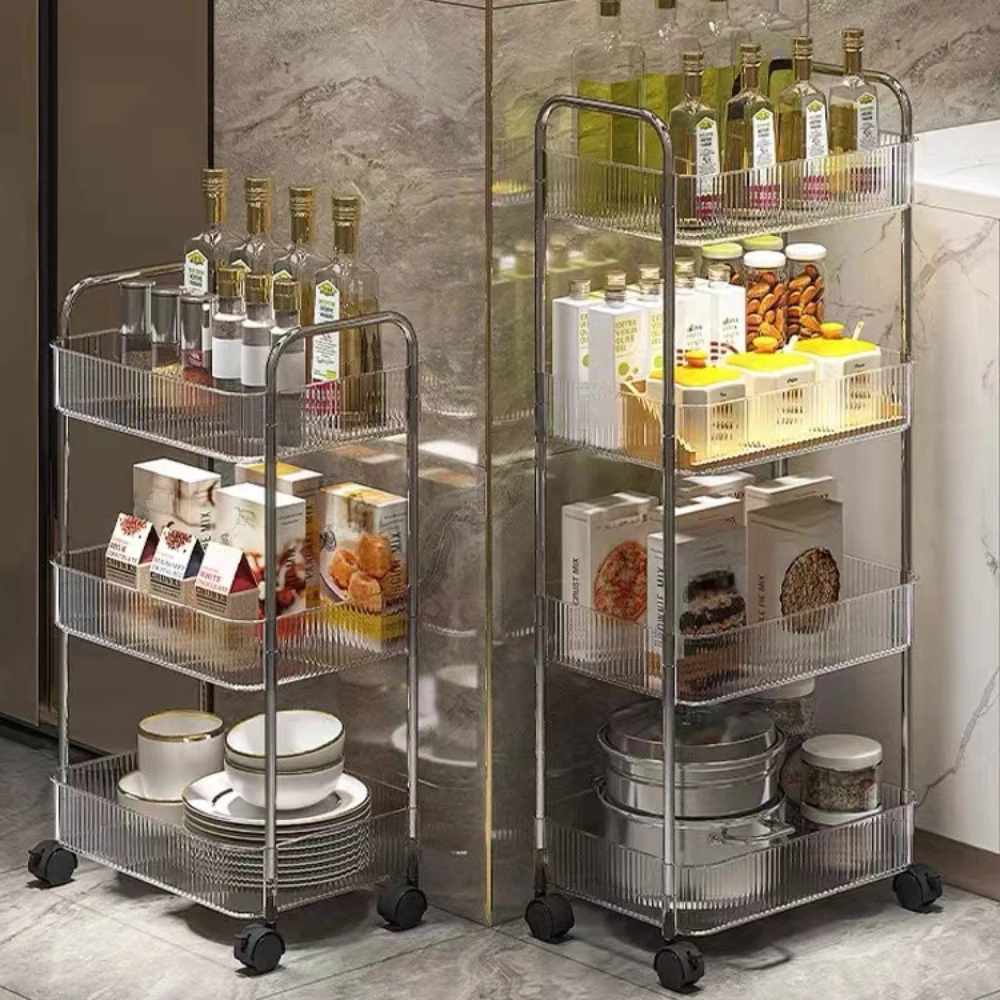 Transparant Trolley Opbergrek Met Meerdere Niveaus Rollende Trolley Snack Opbergrek Verwijderbare Hangende Mand Organizer Voor Badkamer