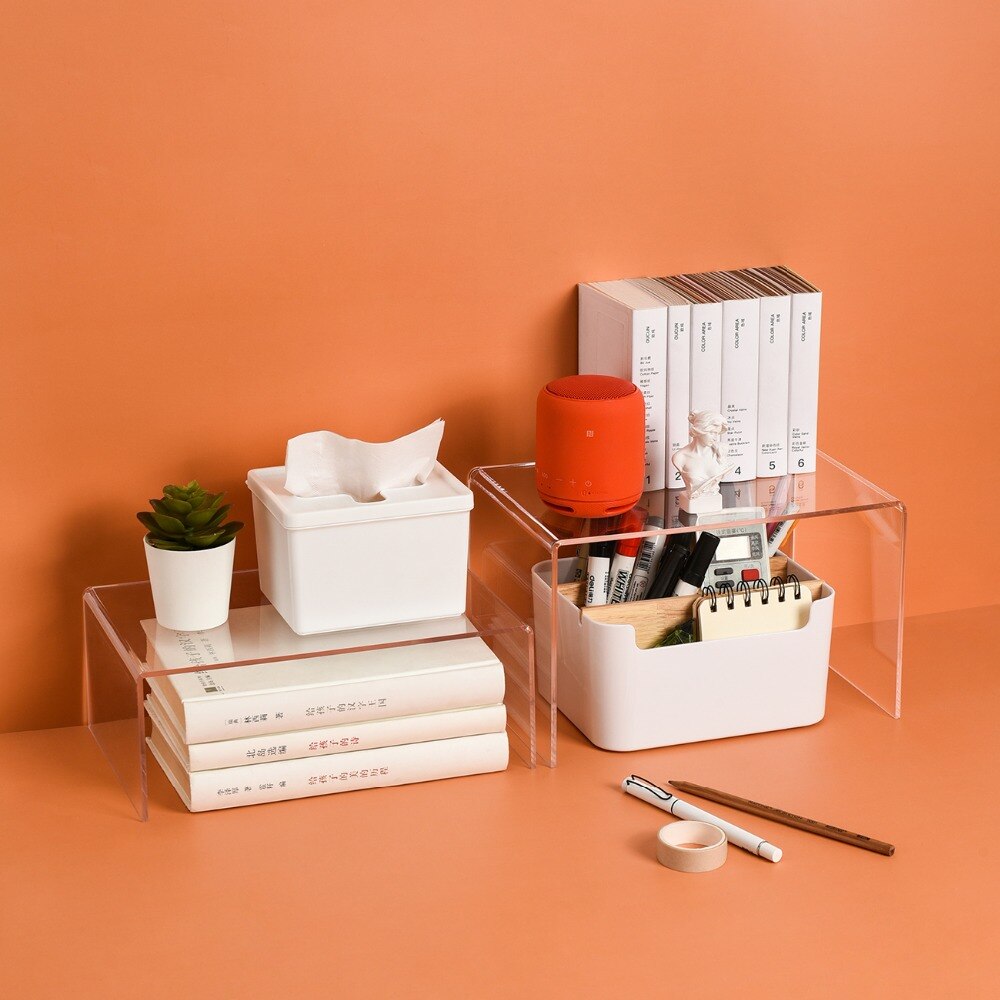 Étagère de rangement en acrylique à plusieurs niveaux, diviseur et organisateur pour armoires de cuisine, supports de rangement transparents pour le bureau