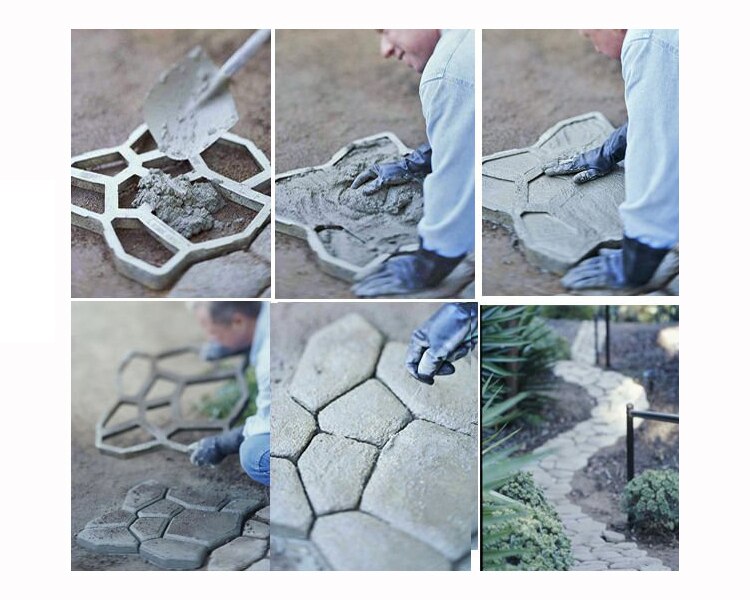 Garden Decoration DIY Path Maker Concrete Molds Cement Mold Concrete Cement Stone Walk Paving Paver Reusable Concrete Brick Mold