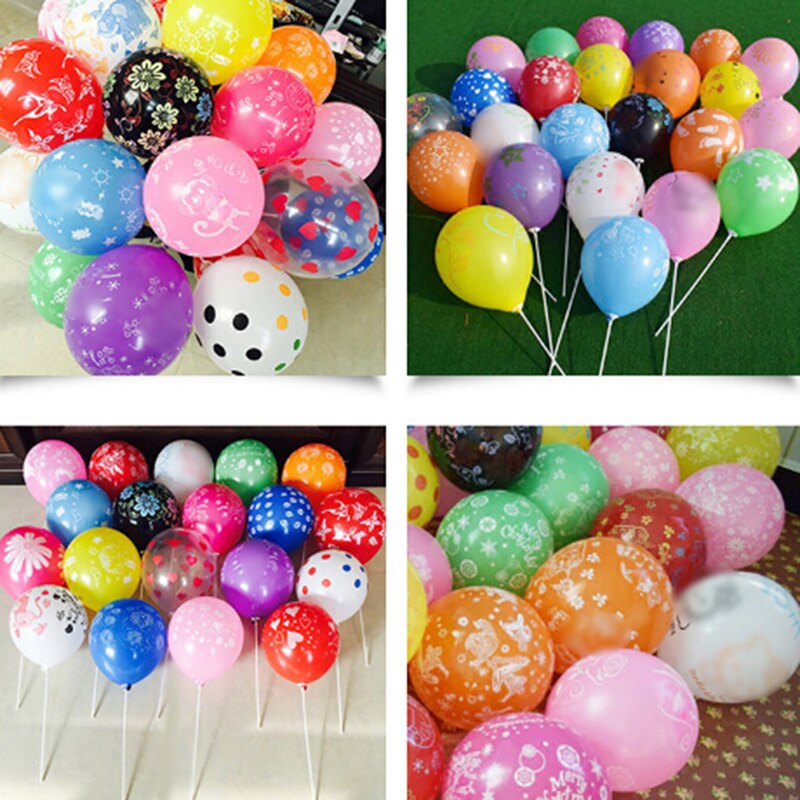 10pcs 12Inch Latex Romantic Round Balloon Decahedron Printed Wedding Decoration Ballon Celebration Happy Birthday Party Supplies