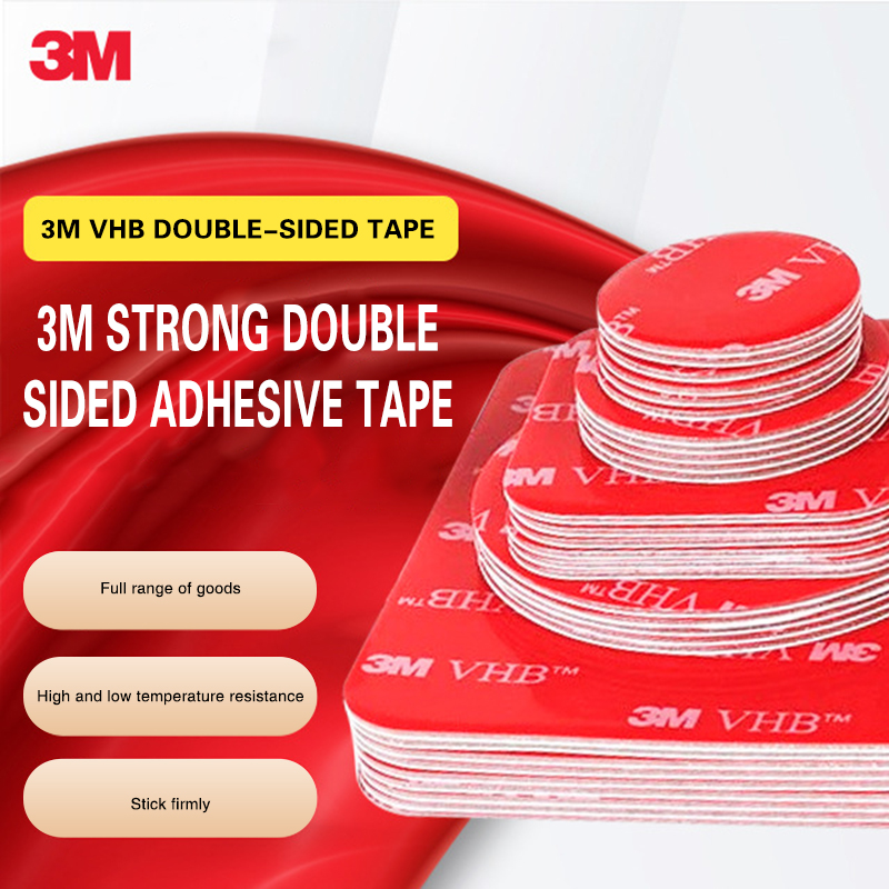 3M 5PCS Vierkant 50mm Dubbelzijdige Tape Vhb Gestanst Type Waterdicht Schuim Zwarte Tape Ronde Vierkante Auto Sterke 3M Dubbelzijdige Tape