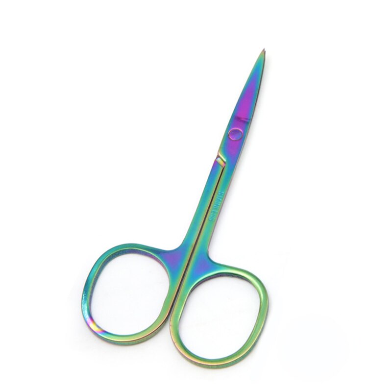 1pcs Eyebrow Scissor Stainless Steel Nose Scissors Dead Skin Remover Scissor Manicure Facial Trimming Tweezer Makeup Beauty Tool: Rainbow