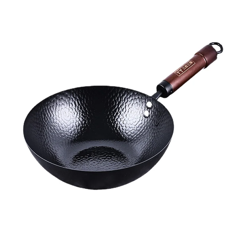 Let wokpande til kvinder, hammerpande i støbejern, holdbar wok med non-stick-belægning, til gaskomfur og induktionskøkkengrej