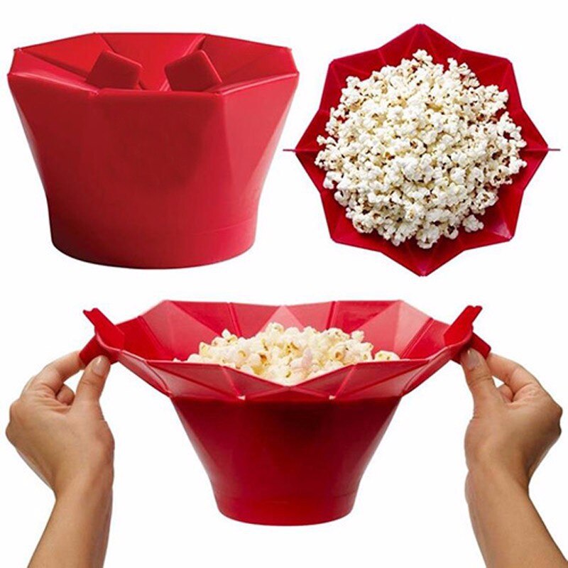 Seau à Popcorn pliable en Silicone, 16x11 cm bricolage fait maison, pour four à micro-ondes: Default Title