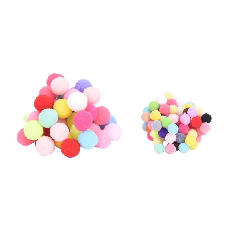 Mini pompones mullidos de colores para decoración deportiva, accesorios de 10mm y 20mm para manualidades DIY, equipo de fieltro, recuerdos de animadoras, 100 Uds.