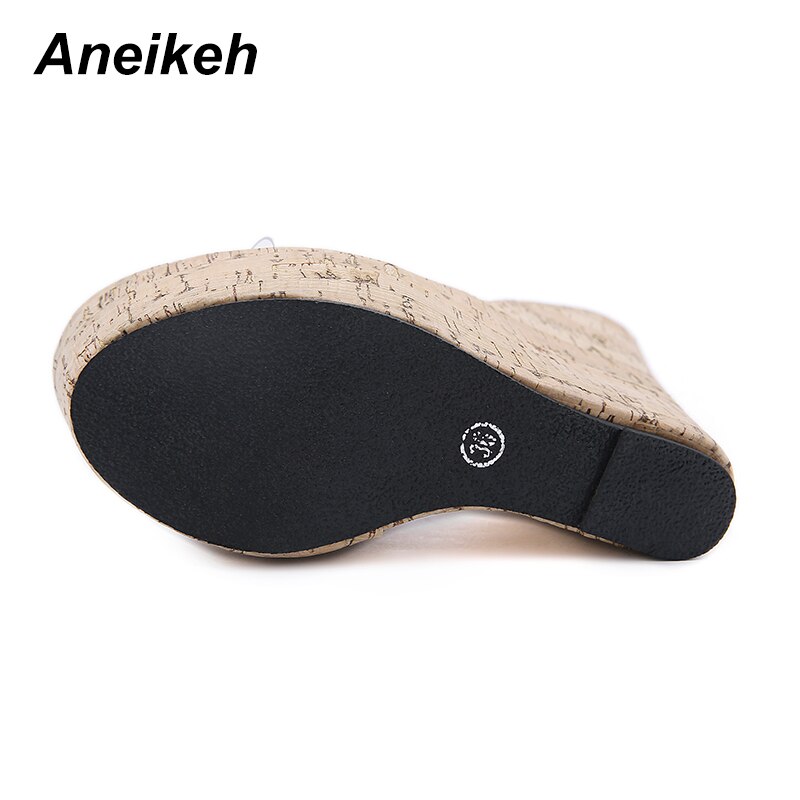 Aneikeh sommar kvinnor skor tofflor slides pvc gummi fast utanför kilar grunt vuxen aprikos rund tå 35 ~ 42 flip flop