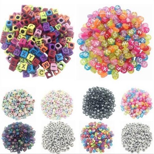 100 stk avstandsstykke akrylperler terning alfabetet brev armbånd smykker gjør diy